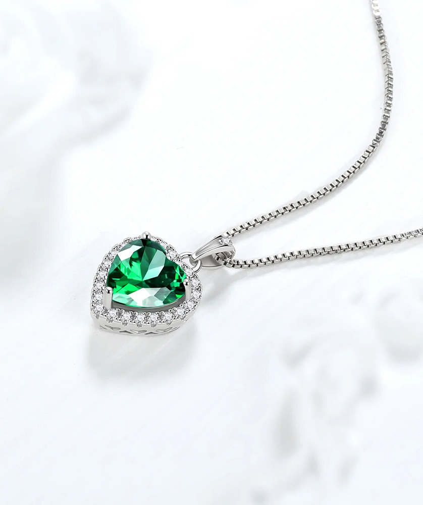 Heart Necklace Women Girls Birthstone Necklace Pendant Jewelry - Image 2