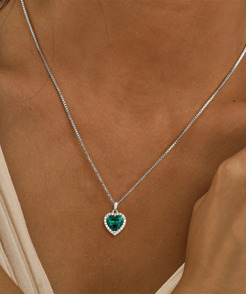 Heart Necklace Women Girls Birthstone Necklace Pendant Jewelry - Image 3