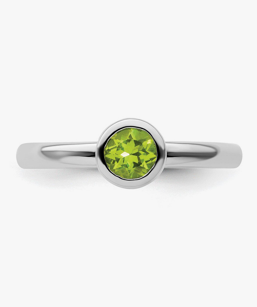 Icecarats 925 Sterling Silver Low Round Green Peridot - Image 3