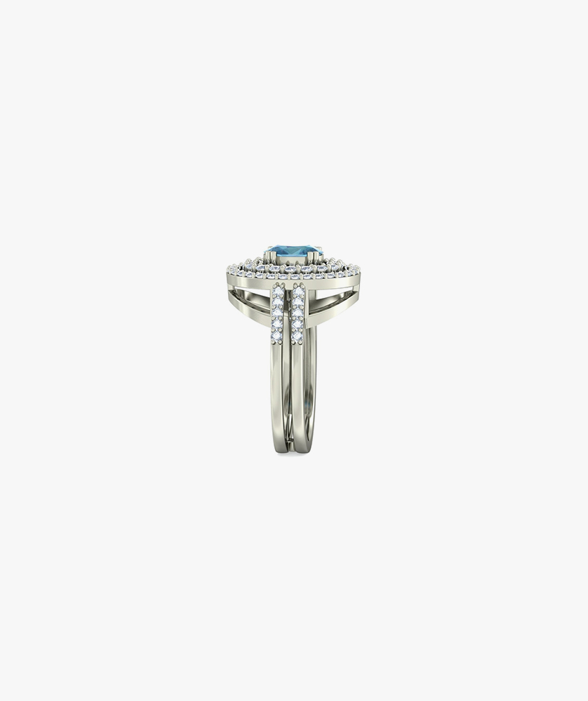 Blue Finger Ring Brass Cubic Zirconia Silver Plated Ring - Image 4