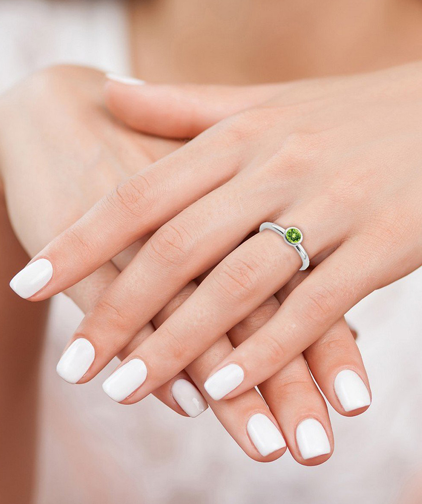 Icecarats 925 Sterling Silver Low Round Green Peridot - Image 4