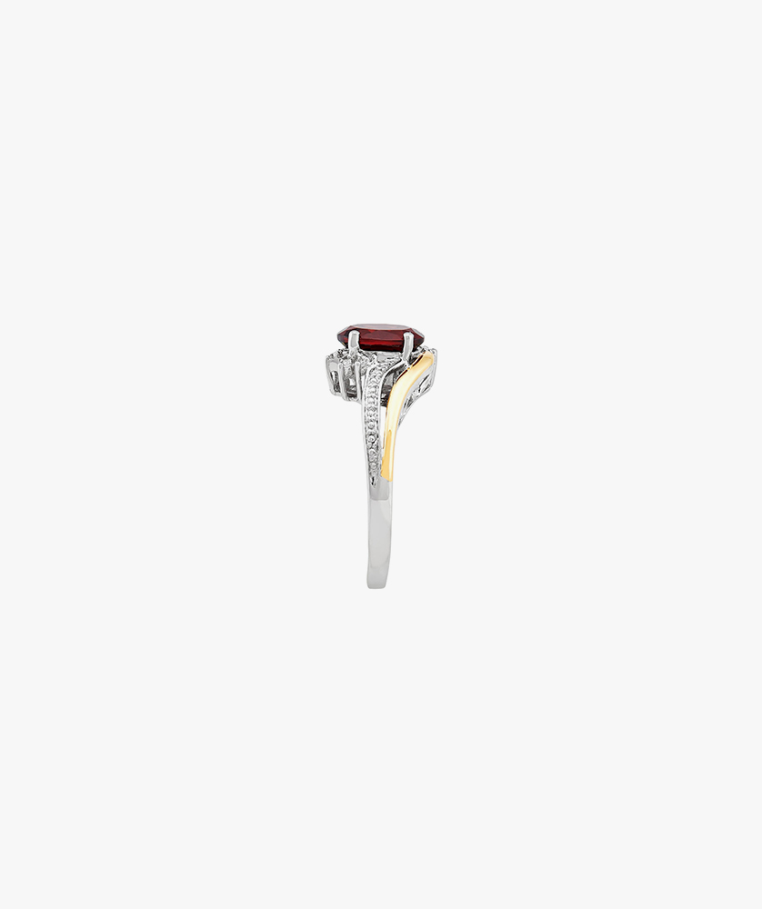 Red Garnet Diamond Accent Ring in Sterling Silver - Image 3