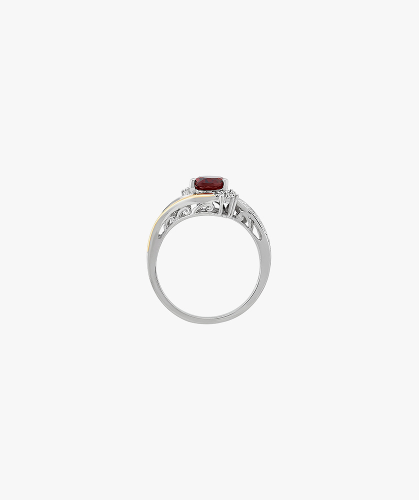 Red Garnet Diamond Accent Ring in Sterling Silver - Image 2